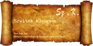 Szvitek Kisanna névjegykártya